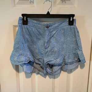 BCBG designer Ruffle denim shorts
